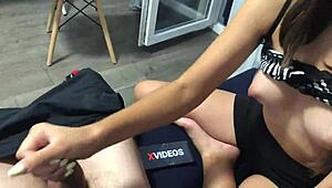 Step Brother Caught Step Sister Giving Wild Handjob!