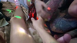 Japanese MILF brunette in lingerie sucks cock hard!