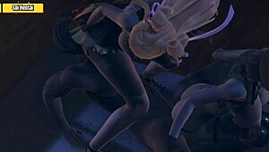 Two juicy girls enjoy threesome with lucky guy