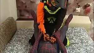 spiderman biker in spandex masturbation