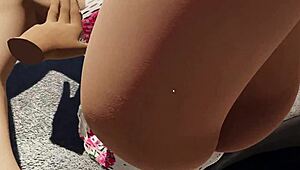 Big Tits Slut Sucks Cock with Dildo Toys