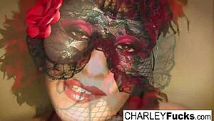 Charley Chase Teases In Sexy Lingerie And Stockings, Touching Her Big Tits And Ass.