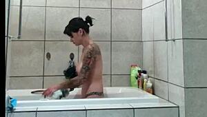 Spying On Stepsister's Bath Fingering Session!