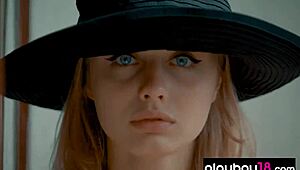 this ukrainian blonde strips and poses her shaved ass solo