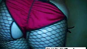 Charley Chase Teases In Sexy Lingerie And Stockings, Touching Her Big Tits And Ass.