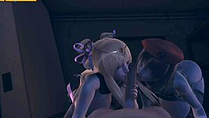 Two juicy girls enjoy threesome with lucky guy