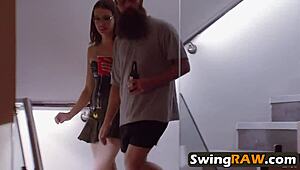 swingers orgy with wild brunette