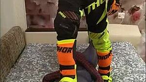 spiderman biker in spandex masturbation