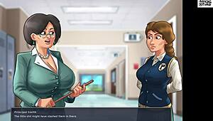 Roxxy robi głębokie gardło, ruchanie cycków i na pieska w Summertime Saga