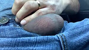 Horny Guy Jerks Off Balls in Car