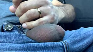 Horny Guy Jerks Off Balls in Car