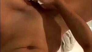 girl gives blowjob while masturbating to squirting