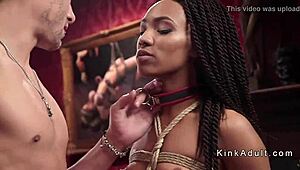 Interracial Threesome: Big Tits and Gagging in BDSM Group Fuck