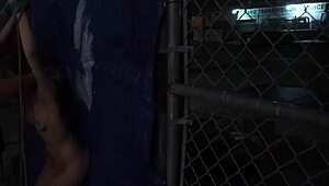 Rough teen bondage gangbang in public with Anya 😈