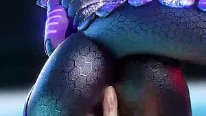 Furry yiff anal sex with human in intense cowgirl position