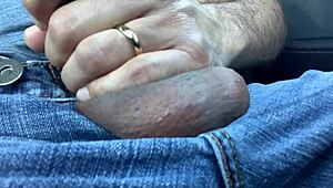 Horny Guy Jerks Off Balls in Car