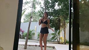 wet babe melena maria rya strips solo with ripped clothes 😍