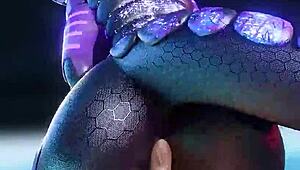 Furry yiff anal sex with human in intense cowgirl position