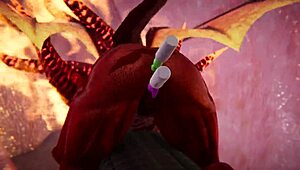 Demon Queen Of Hell Tests Various Dildos For Halloween