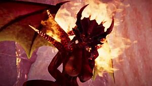 Demon Queen Of Hell Tests Various Dildos For Halloween