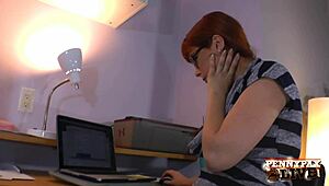 gorgeous redhead penny pax plays with tight pussy