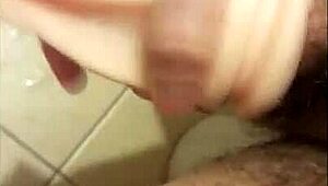 I can't get enuf of that muscular latina's tight pussy with toys in the bathroom, it's so delish