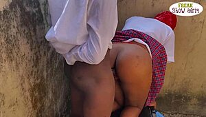 Two College Lovers Sneak Outside for Hardcore Action