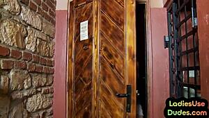 yo, peep this cfnm strapon femdom pegging teen 18+ jerking cock in 3some