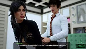 Milf teacher cosplays naughty student for bent over masturbation and cumshot