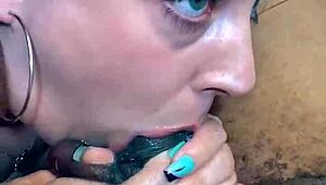 cornbreadfedbabyy deepthroats massive bbc in lingerie, showing her ass