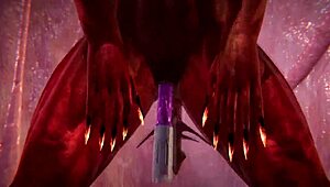 Demon Queen Of Hell Tests Various Dildos For Halloween