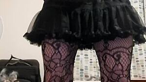 girl pees on bedroom floor with volume up for effect