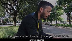 young straight brazilian guy gets paid cash to bareback fuck gay twink stranger on camera pov