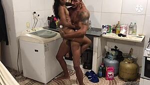 Indian beauty gives a blowjob and gets her clothes washed in this homemade video