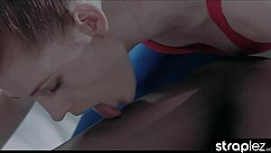 Watch Sexy Blonde Dive into Muff with Strapon Toys and Nipple Play