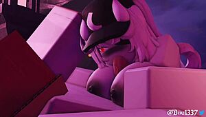 In this 3d cartoon, she gives a boobjob paizuri with cum on tits