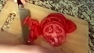 cooking dinner in tight booty shorts