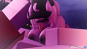 In this 3d cartoon, she gives a boobjob paizuri with cum on tits