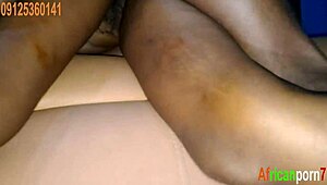 My ebony housemaid bends over for doggystyle fucking and cumshot