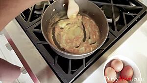 Breakfast turns into blowjob with horny step mom Ariella Ferrera.