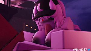 In this 3d cartoon, she gives a boobjob paizuri with cum on tits