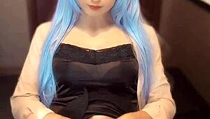 Young Asian beauty indulges in solo play