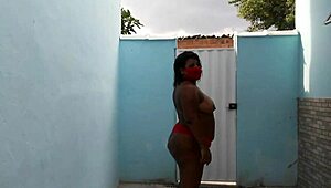 Morena BBW Fucks Cousin With Monster Cock In Rio Backyard