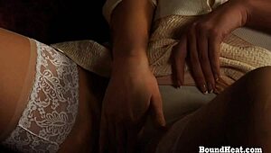 Those slave sisters are bathing while the mistress masturbates to orgasm with fingering.