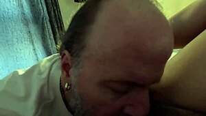 Does this mature white daddy lick the young mexican's pussy in pov?