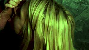 Wow, Watch Sexy Blonde Sarah Swallow That Huge Cock at Glory Hole!