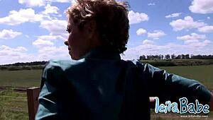 Is Leila teasing you with her big tits outdoors?