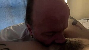 Does this mature white daddy lick the young mexican's pussy in pov?