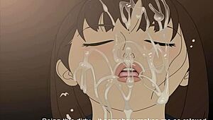 the overwhelming sensation of bukkake cum covering tits in hentai blowbang game