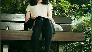 Damn, exposed in the park with a wild handjob!